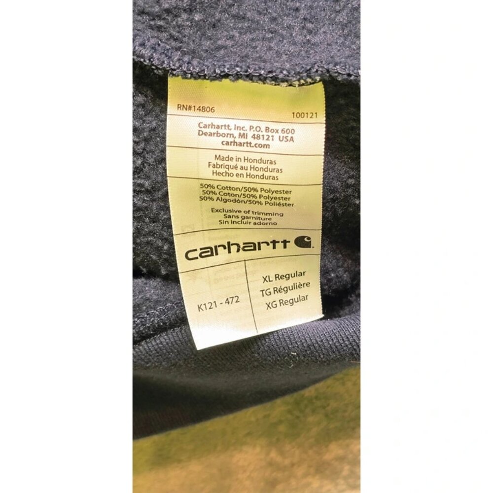 Carhartt Original Fit Hooded Sweatshirt Mens XL Navien Blue Logo Fleece - Picture 12 of 16